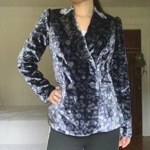 Rebecca Taylor Blue Floral Pattern Peacoat Jacket